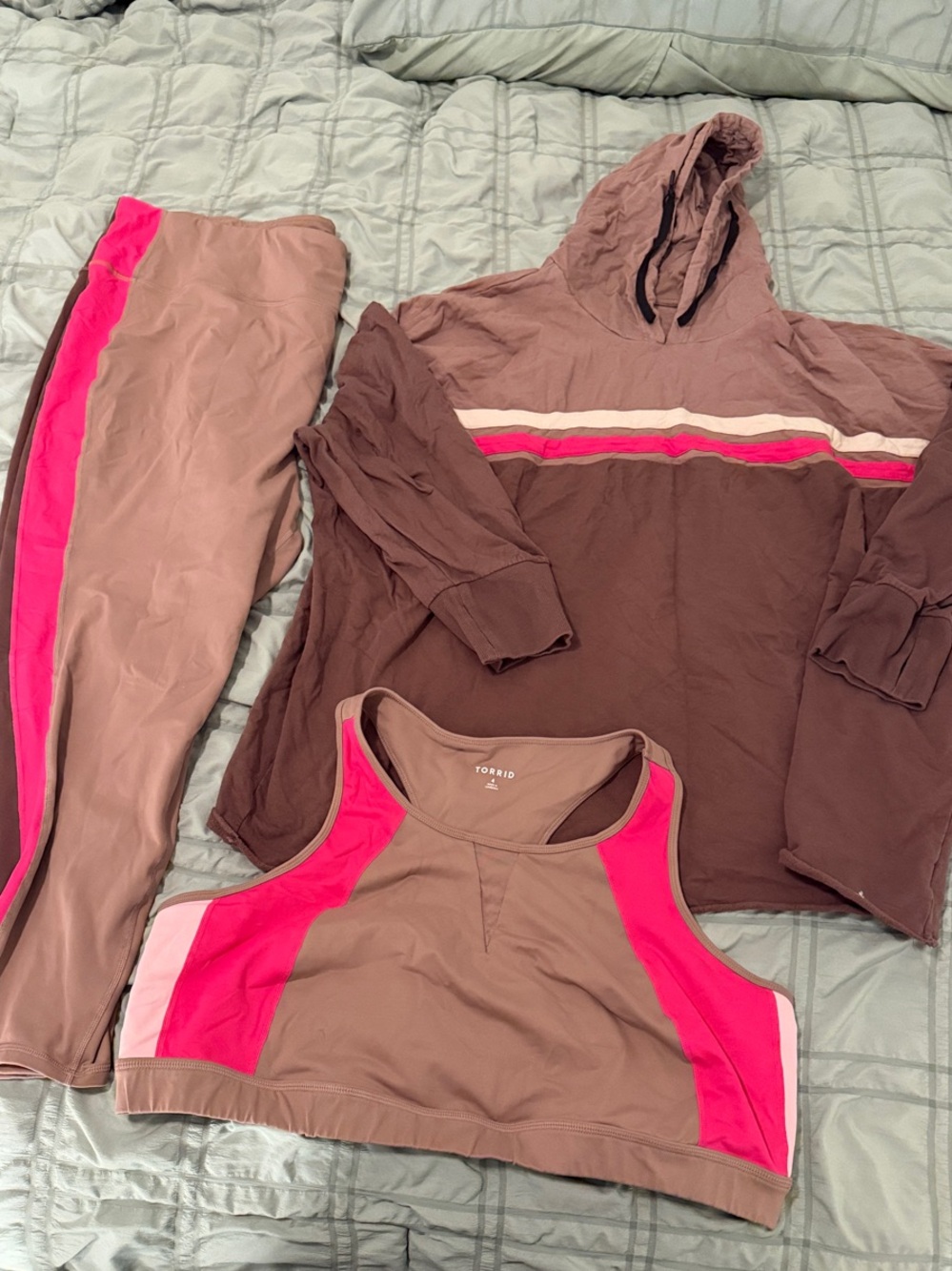 torrid Taupe Active Trio with Bright Pink Accents